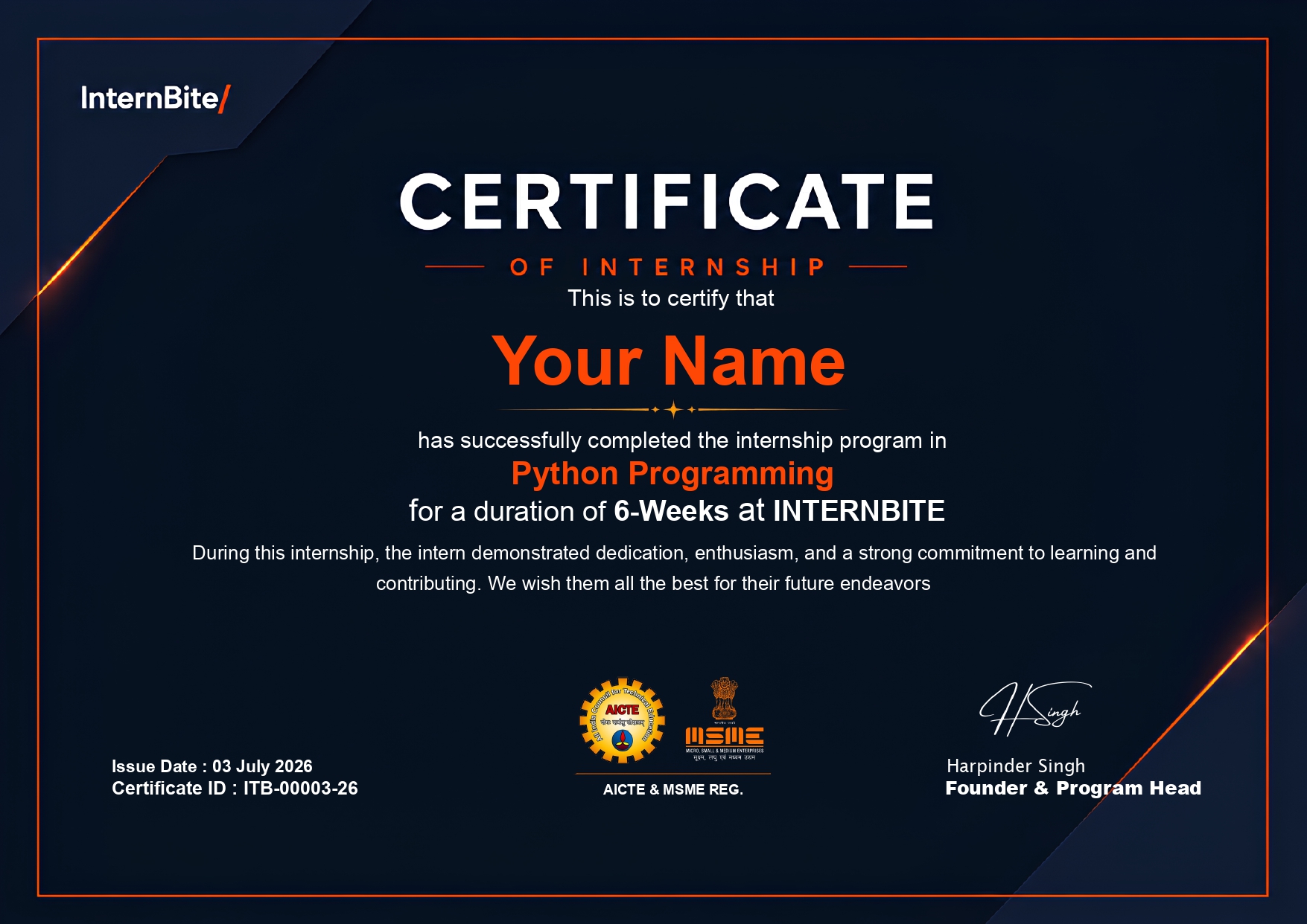 Internship Certificate